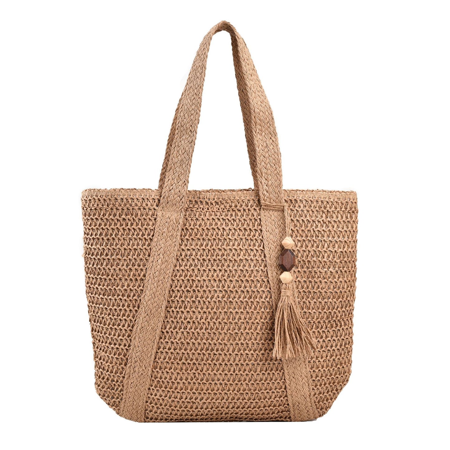 Fashion Shoulder Paper String Straw Mahogany Pendant Casual Beach Women's Bag