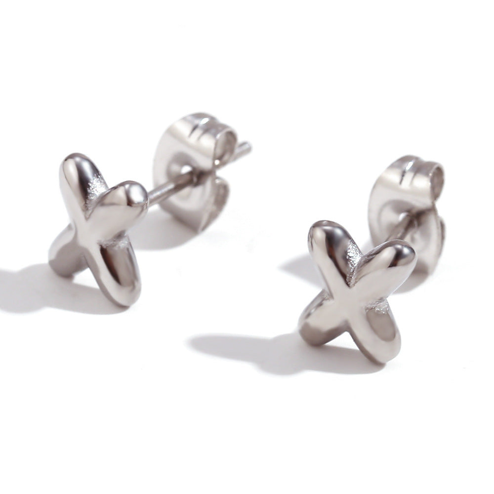 Titanium Steel Earrings 18K Gold Mini Alphabet Letter Earrings Women