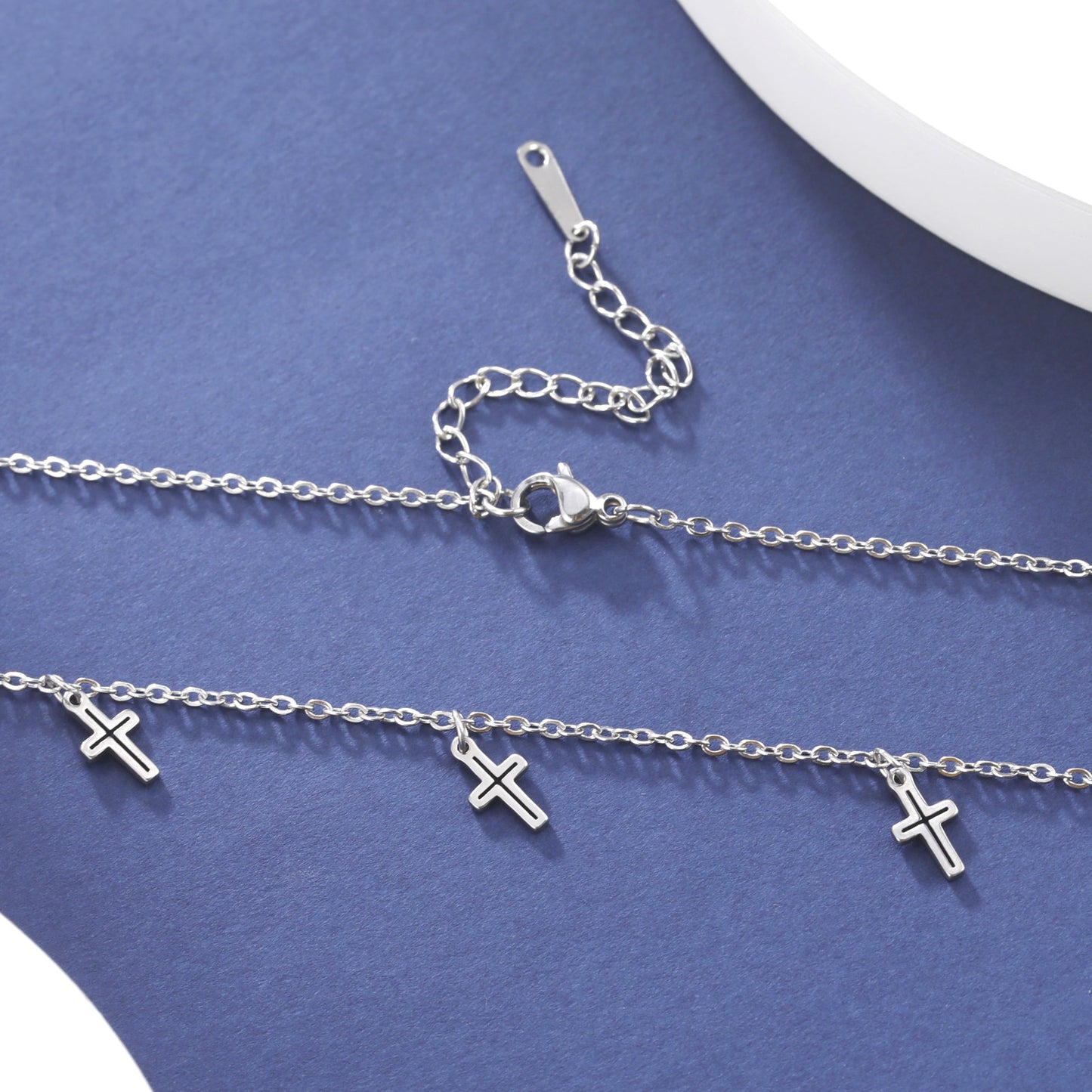 Titanium Steel Cut Advanced Clavicle Chain Cross Pendant
