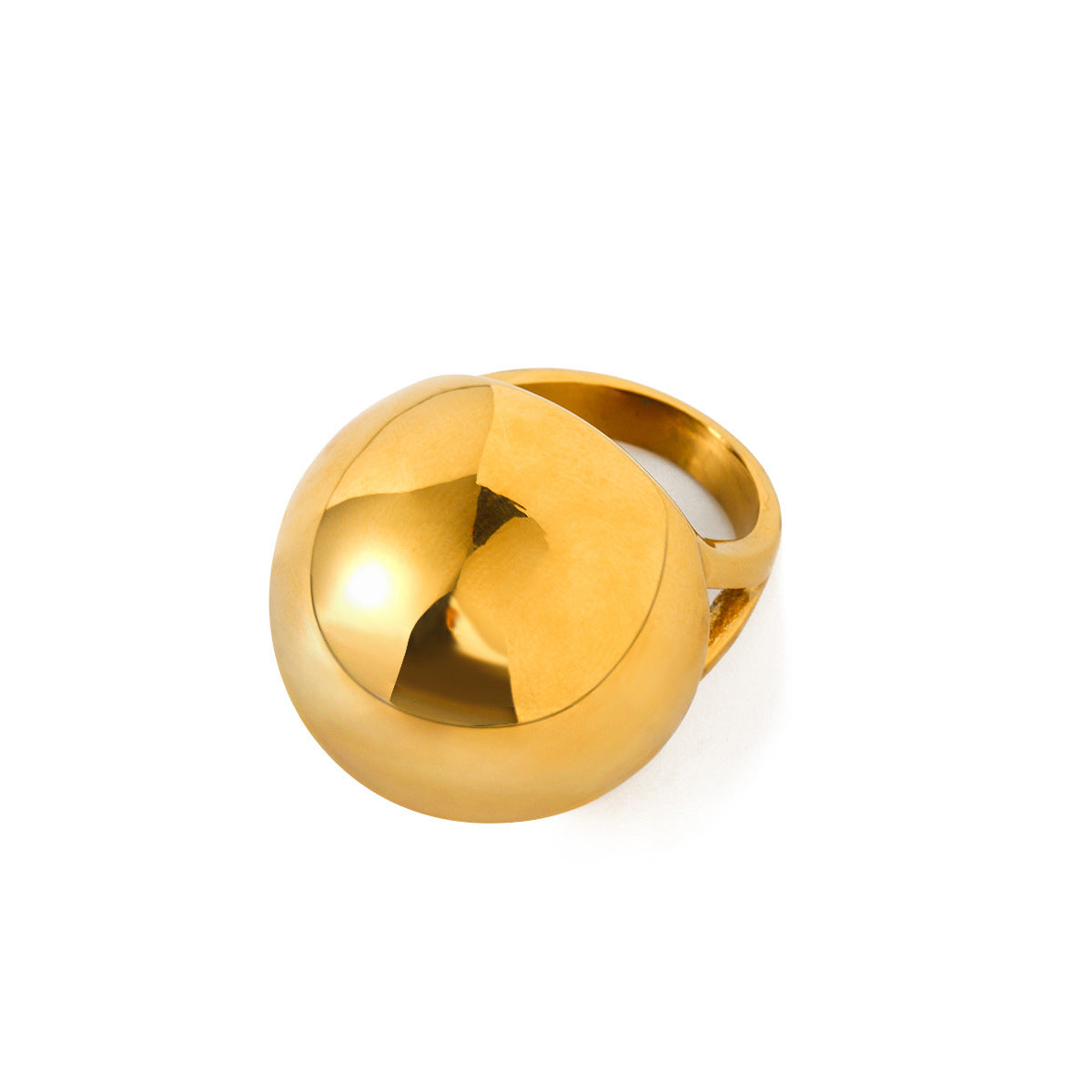 Anneau sphérique potelé en acier inoxydable en acier titane de style froid, or 18 carats