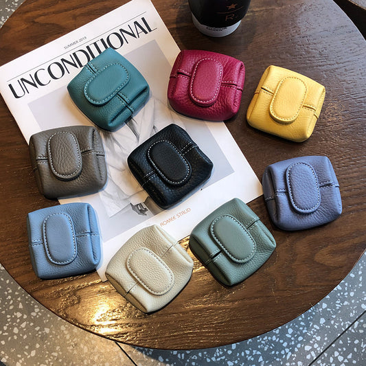 Porte-Monnaie Femme Boucle Première Couche en Cuir de Vachette Porte-Monnaie Porte-clés Sac de Transport