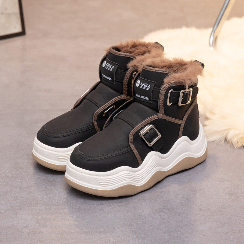 Chaussures d'ascenseur à fond épais en coton et laine, haut de sport pour étudiants