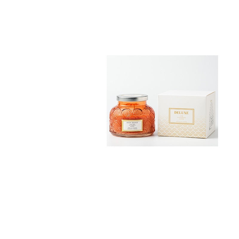 Bougie d'huile essentielle de sommeil d'intérieur sans fumée en acier inoxydable en verre de secours de tambour latéral avec couvercle bougie d'aromathérapie de chambre à coucher