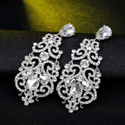 Women's Fashionable Alloy Diamond Crystal Earrings