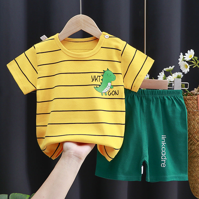 Costume à manches courtes pour enfants, T-shirt en coton, vêtements pour bébés