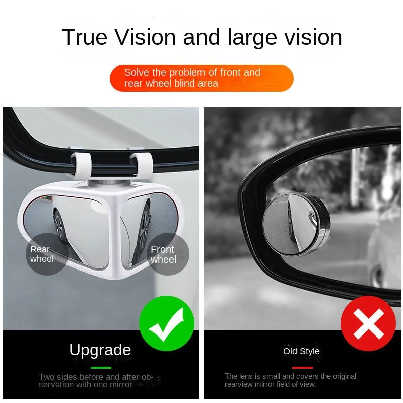 Petit rétroviseur rond de voiture, rétroviseur grand angle pour roues avant et arrière, rétroviseur auxiliaire double face, rétroviseur latéral grand angle réglable à 360 ° pour voiture