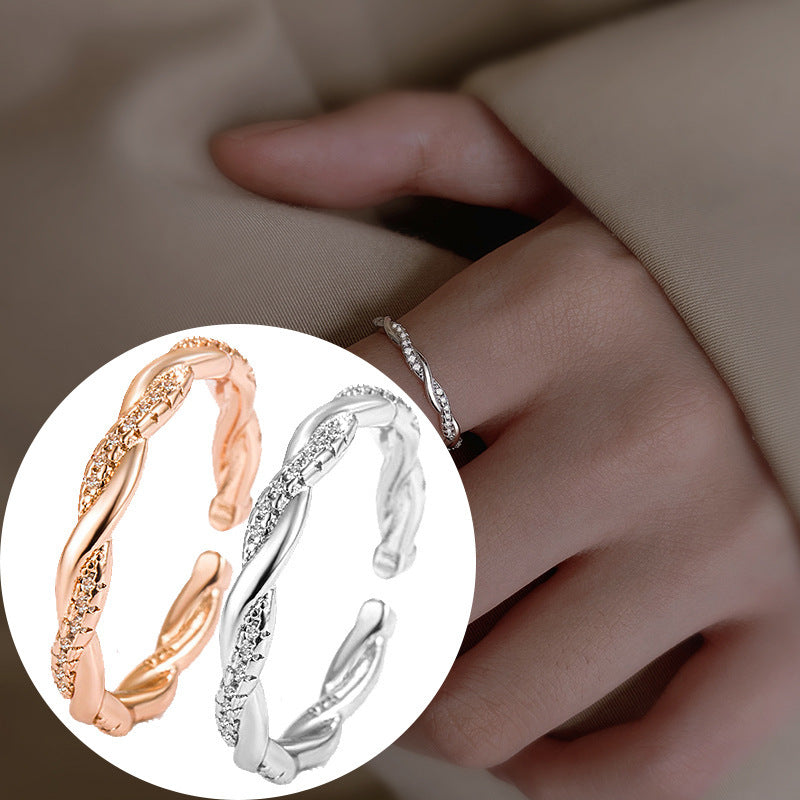 Bague torsadée mode 925 argent haute qualité lumière luxe