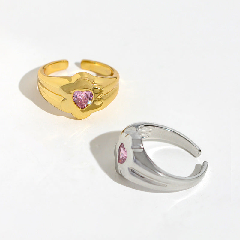 Retro Heart-shaped Diamond Ring For Women