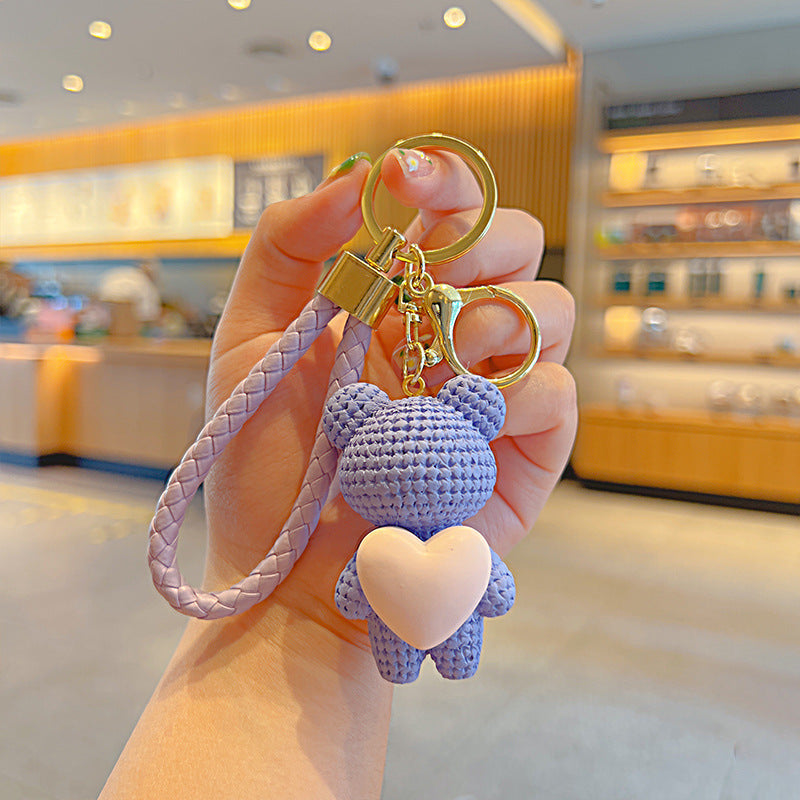 Porte-clés poupée en forme de cœur d'amour, petit ours, pendentif mignon de célébrité d'internet