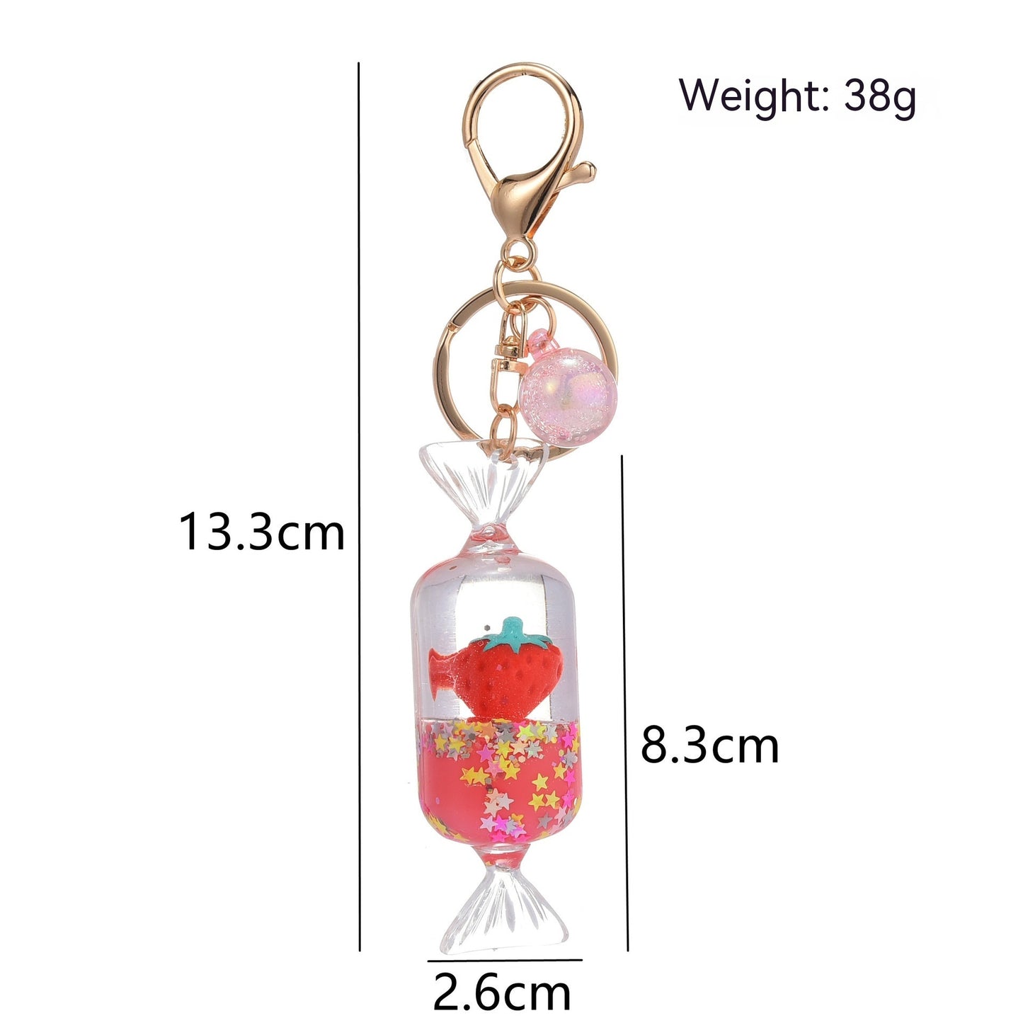 Quicksand Oil Five-pointed Star Strawberry Key Chain Floating Acrylic
