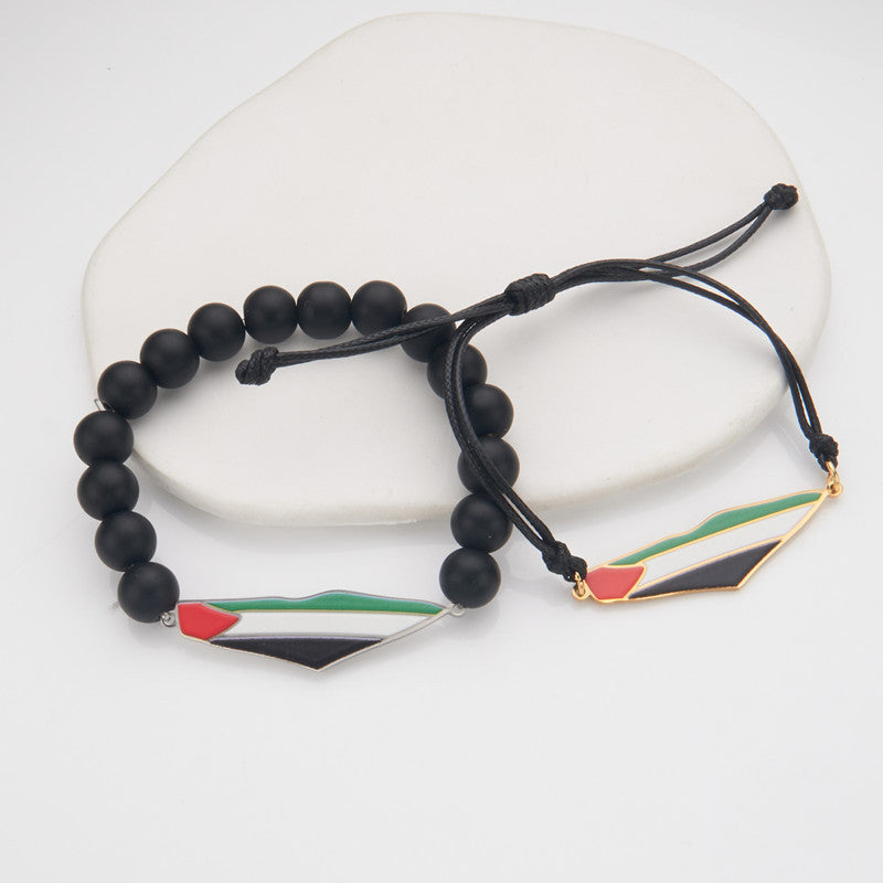 Epoxy Stainless Steel Palestinian Flag Map Carrying Strap