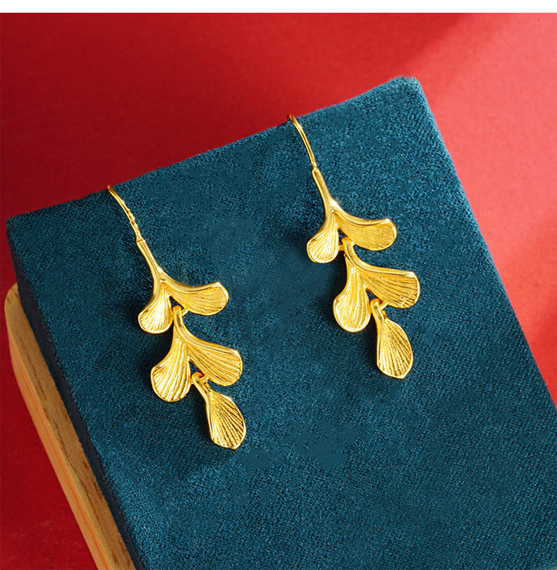 Women's Copper Apricot Leaf Eardrops