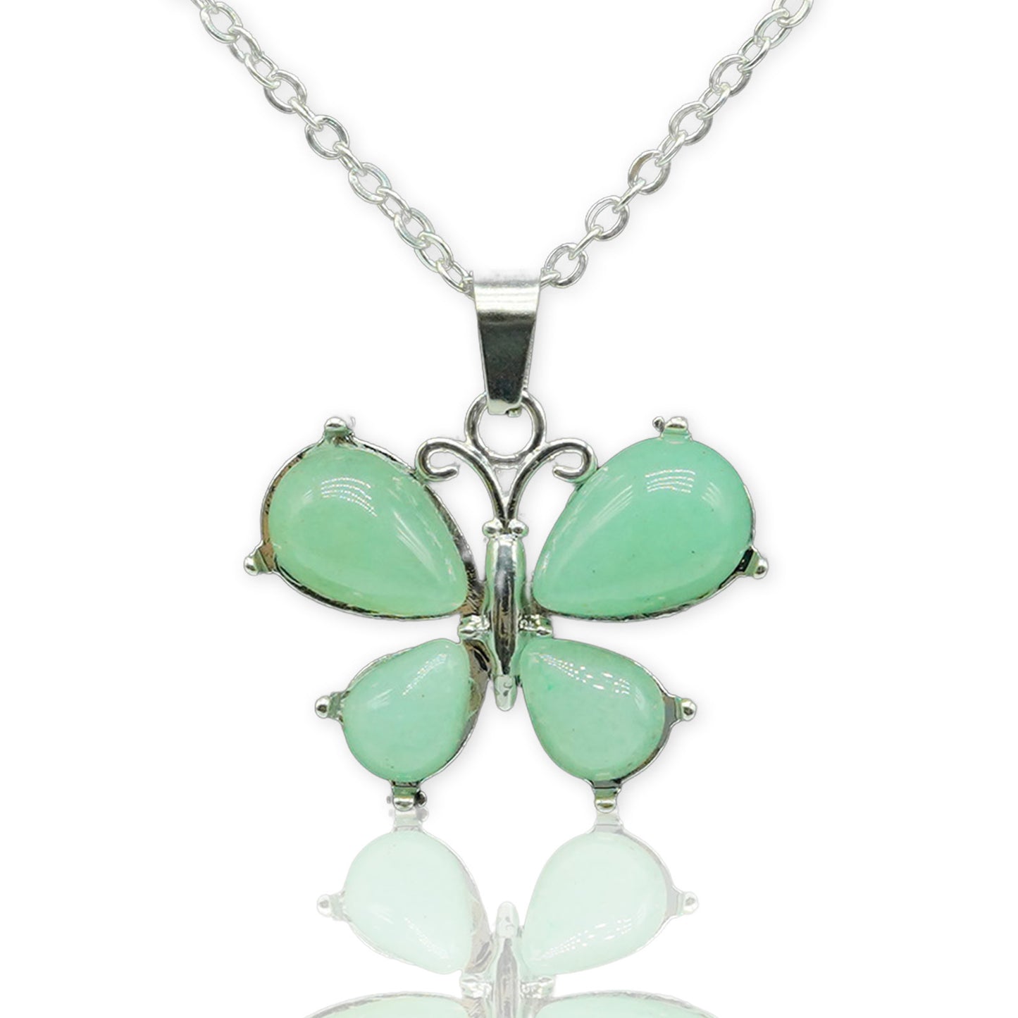 Collier pendentif en alliage de petit papillon en cristal de pierre naturelle