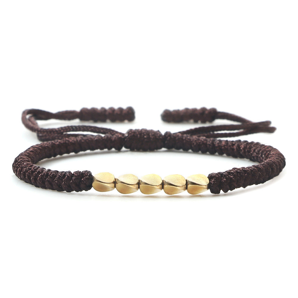 Bracelet perlé en perles de cuivre de forme irrégulière tissé à la main