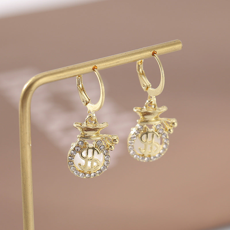 Pendientes de bolso con forma de ojo de gato con diamantes de imitación de moda nacional