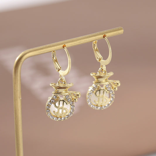 Pendientes de bolso con forma de ojo de gato con diamantes de imitación de moda nacional