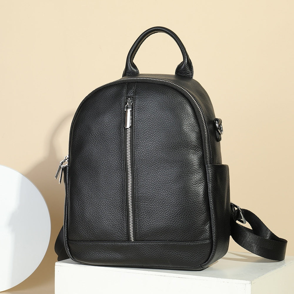 Mochila de cuero para mujer, bolso escolar versátil de gran capacidad con un solo hombro, ordenador