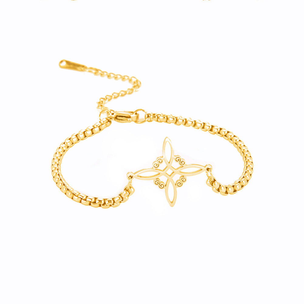 Bracelet à nœud de sorcière creux coupé en acier titane