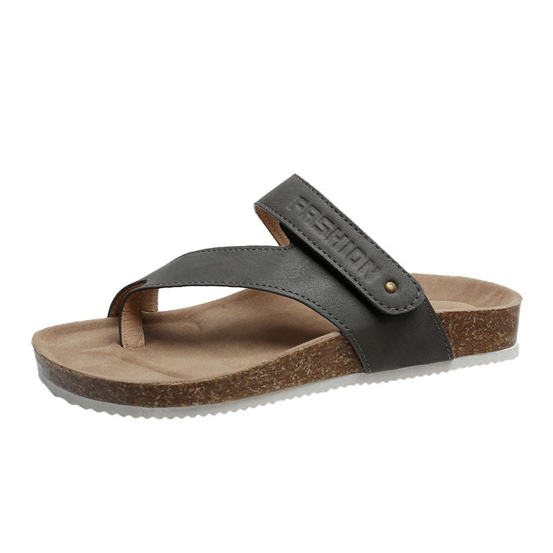Chaussures de plage tongs à semelle épaisse avec anneau d'orteil plat