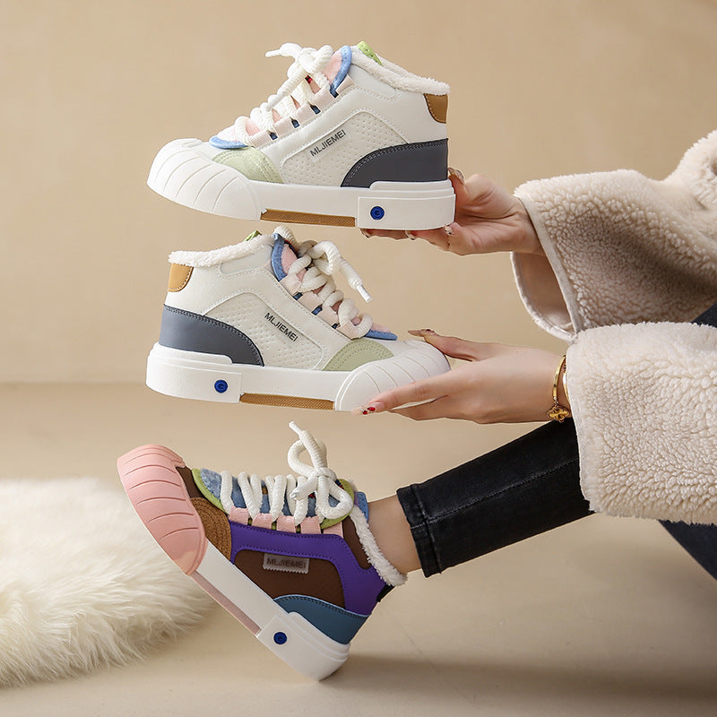 Chaussures blanches montantes pour femmes, chaussures de Skate de sport décontractées