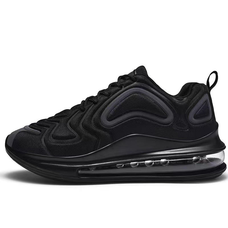 Zapatos informales con cojín de aire para hombre, zapatillas deportivas transpirables con cordones, color negro, para exteriores
