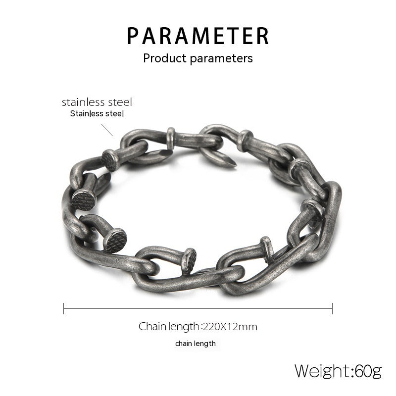 Retro Retro Style Personality Design Hook Buckle Titanium Steel Men's