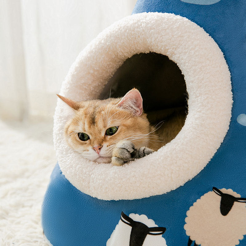 Litière pour chat de maison de yourte triangulaire pour chats litière pour animaux de compagnie fermée