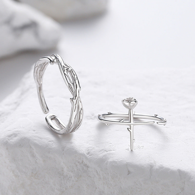 Thorn Rose Couple Creative Simple Design Ins Couple Anneaux