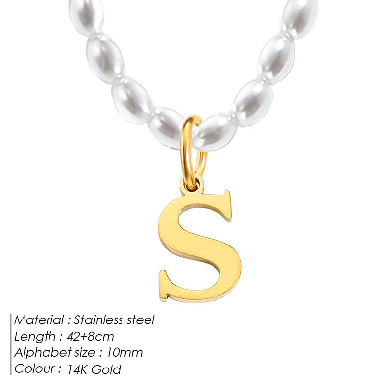 Collar de letras de acero inoxidable con diseño minoritario de lujo ligero