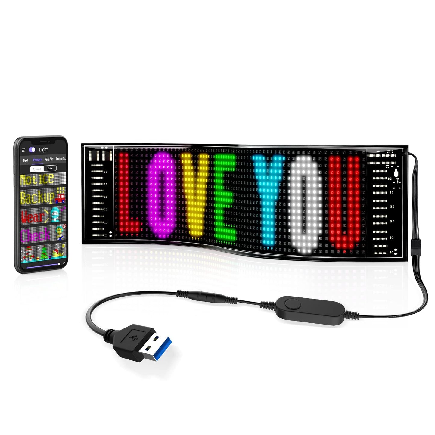 Connexion sans fil LED flexible Écran souple LED polychrome monté sur véhicule