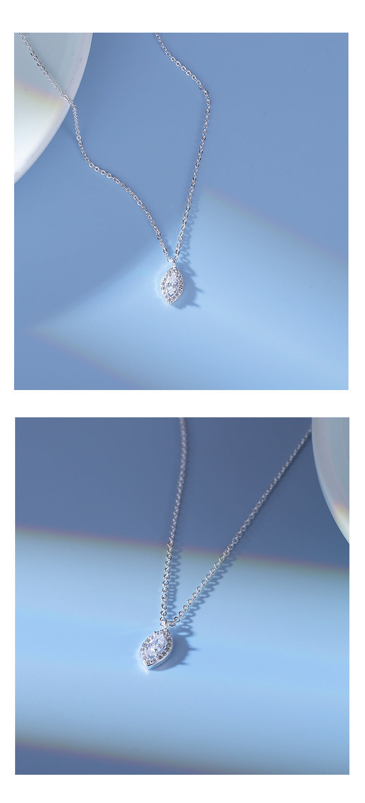 S925 Sterling Silver Diamond Water Drop Necklace Female Clavicle Chain