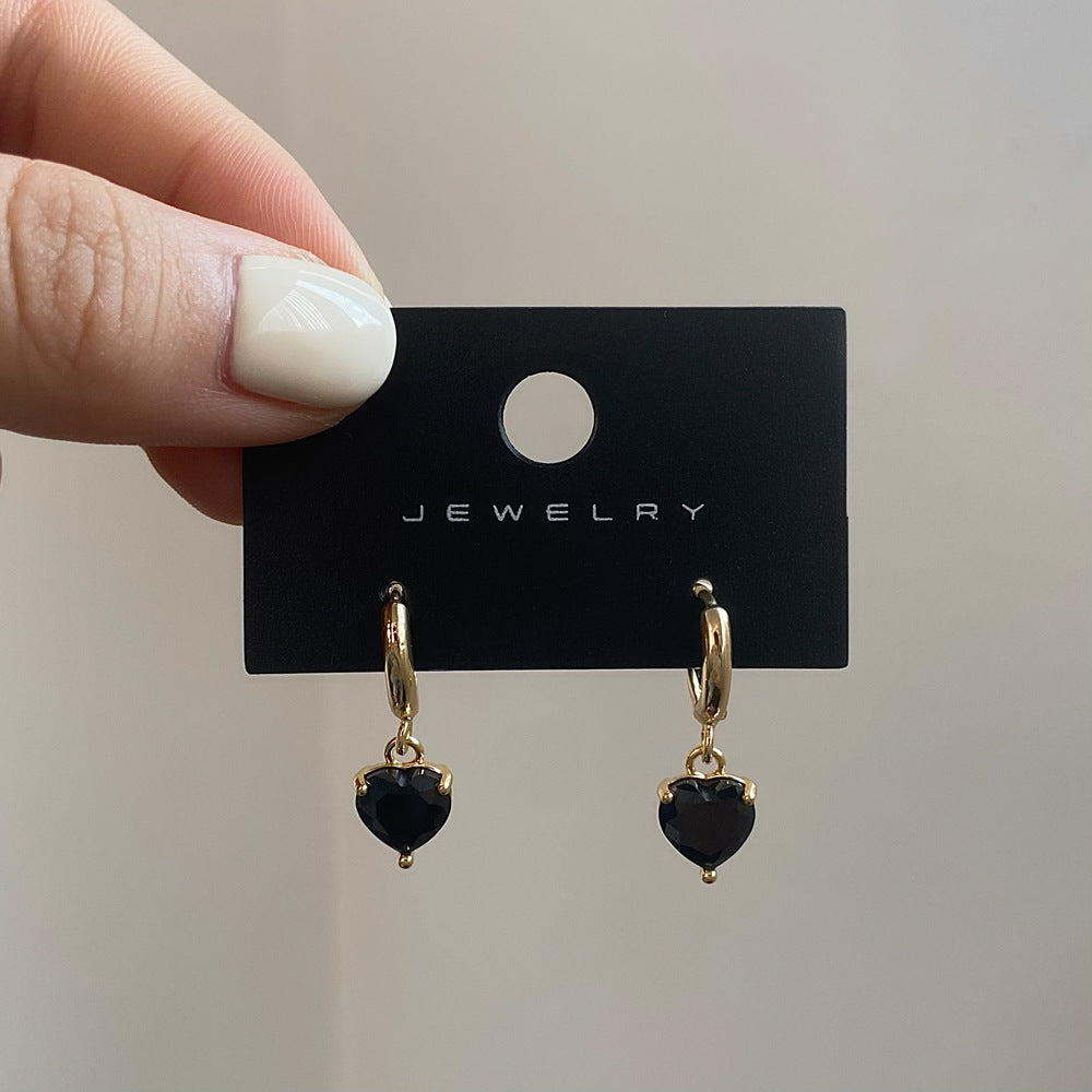 Dopamine haute qualité amour conception Zircon Niche Simple tout-match boucles d'oreilles femme