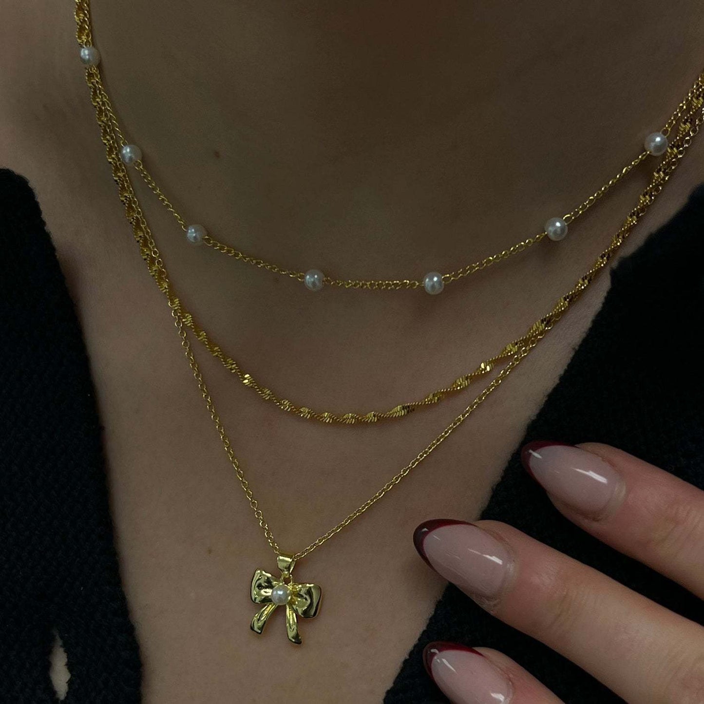 Collier à nœud pour femmes, chaîne de clavicule assortie avec tout