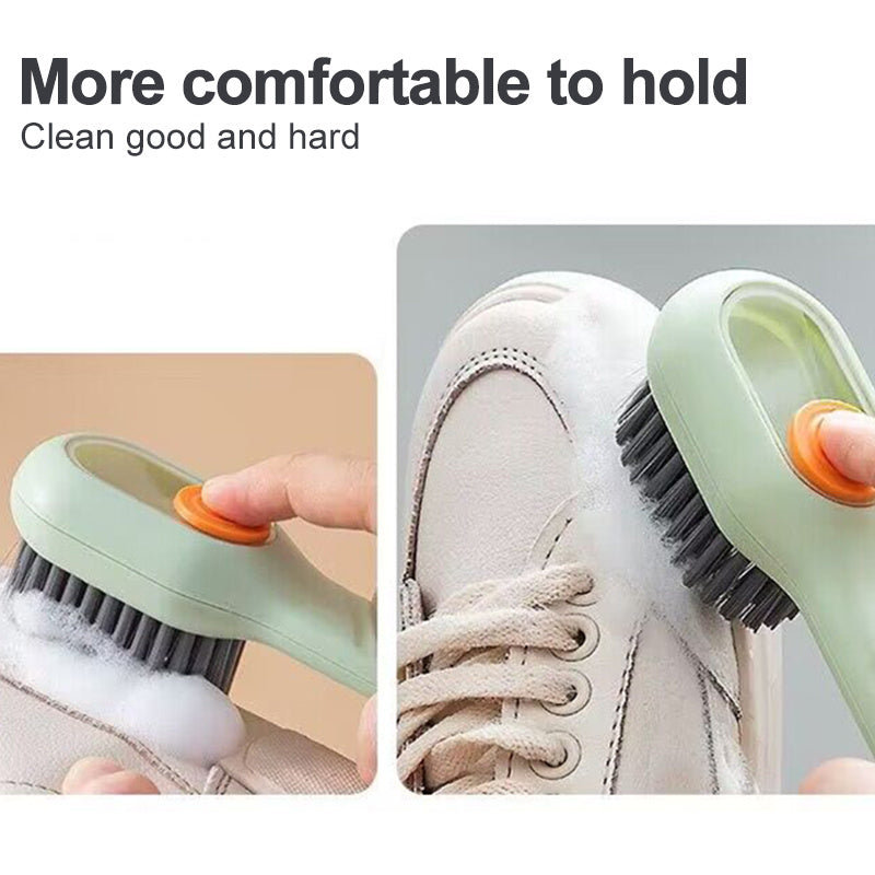 Brosse à chaussures de nettoyage en profondeur, à décharge automatique de liquide, à poils souples, pour le linge domestique, outil de nettoyage à usage quotidien