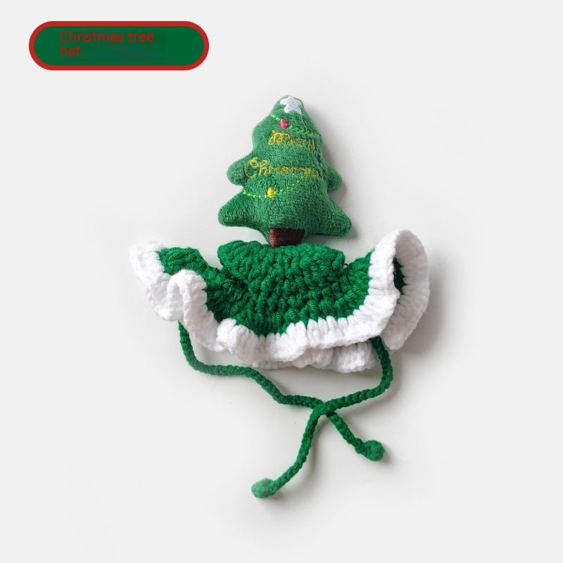 Couvre-tête d'arbre de noël pour animaux de compagnie, chapeaux crochetés tissés à la main pour chiens et chats, produits pour animaux de compagnie