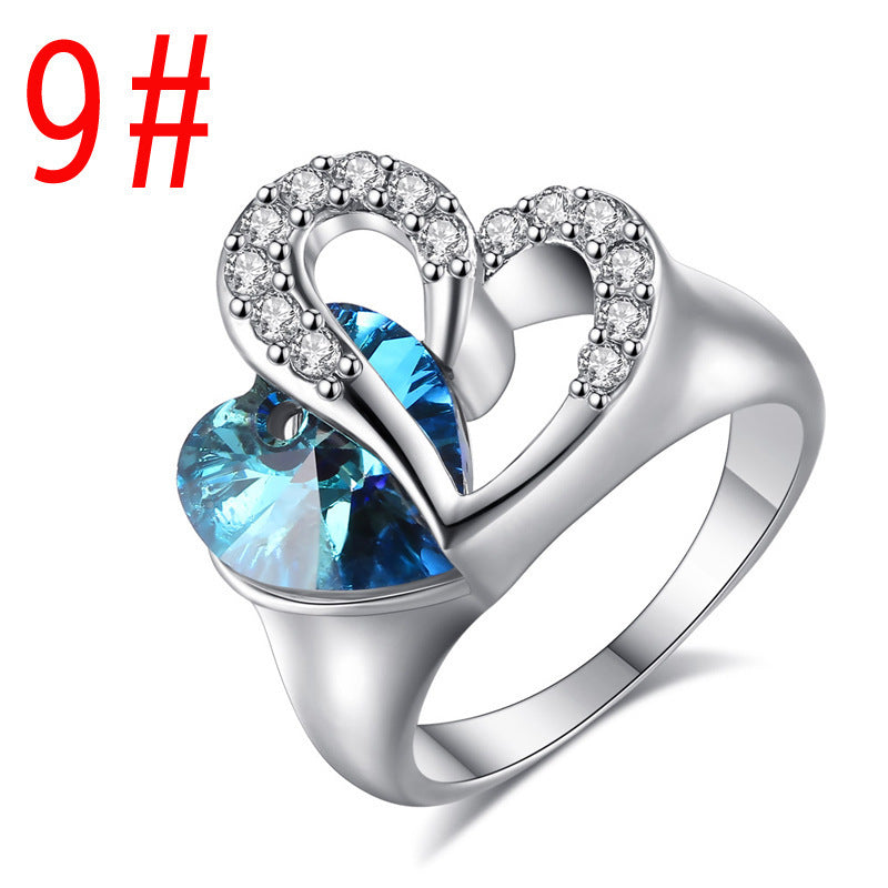 Bague cœur d'océan en cristal saphir Titanic