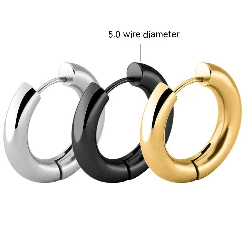 Clip d'oreille élégant rond N en acier inoxydable, Simple unisexe