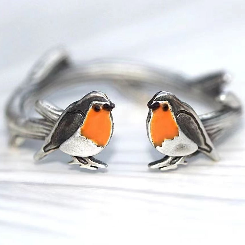 Retro Simple Fashion All-match Oil Dripping Colorful Bird Ring Rings Necklace