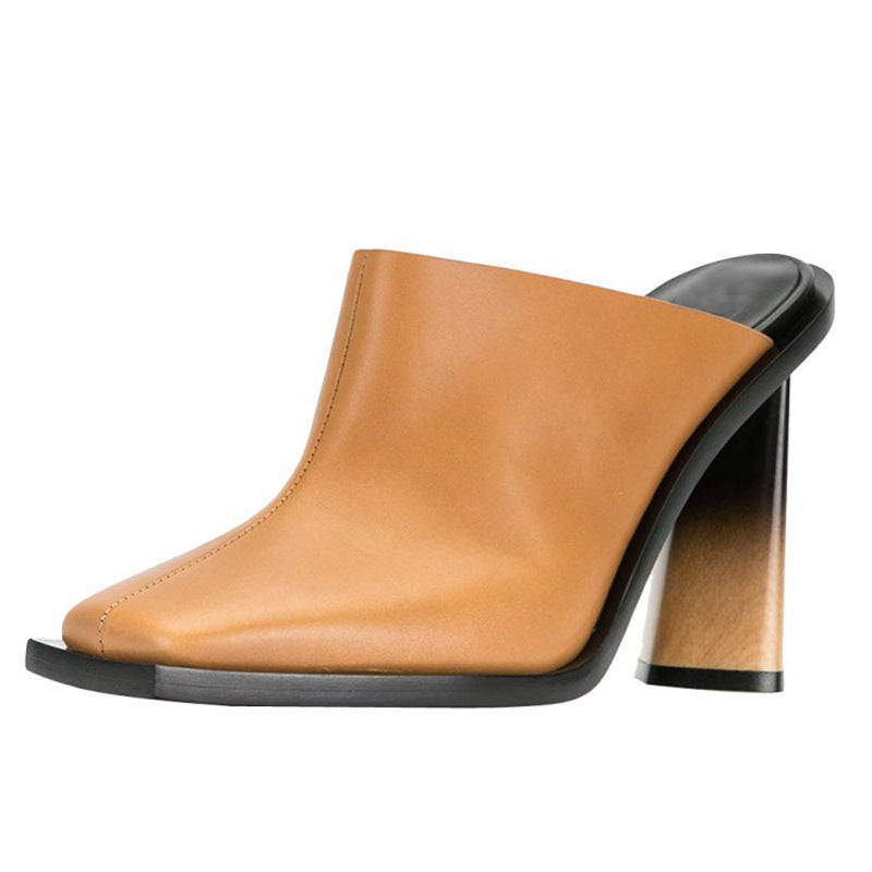 Demi-pantoufles paresseuses à bout carré et talon profilé