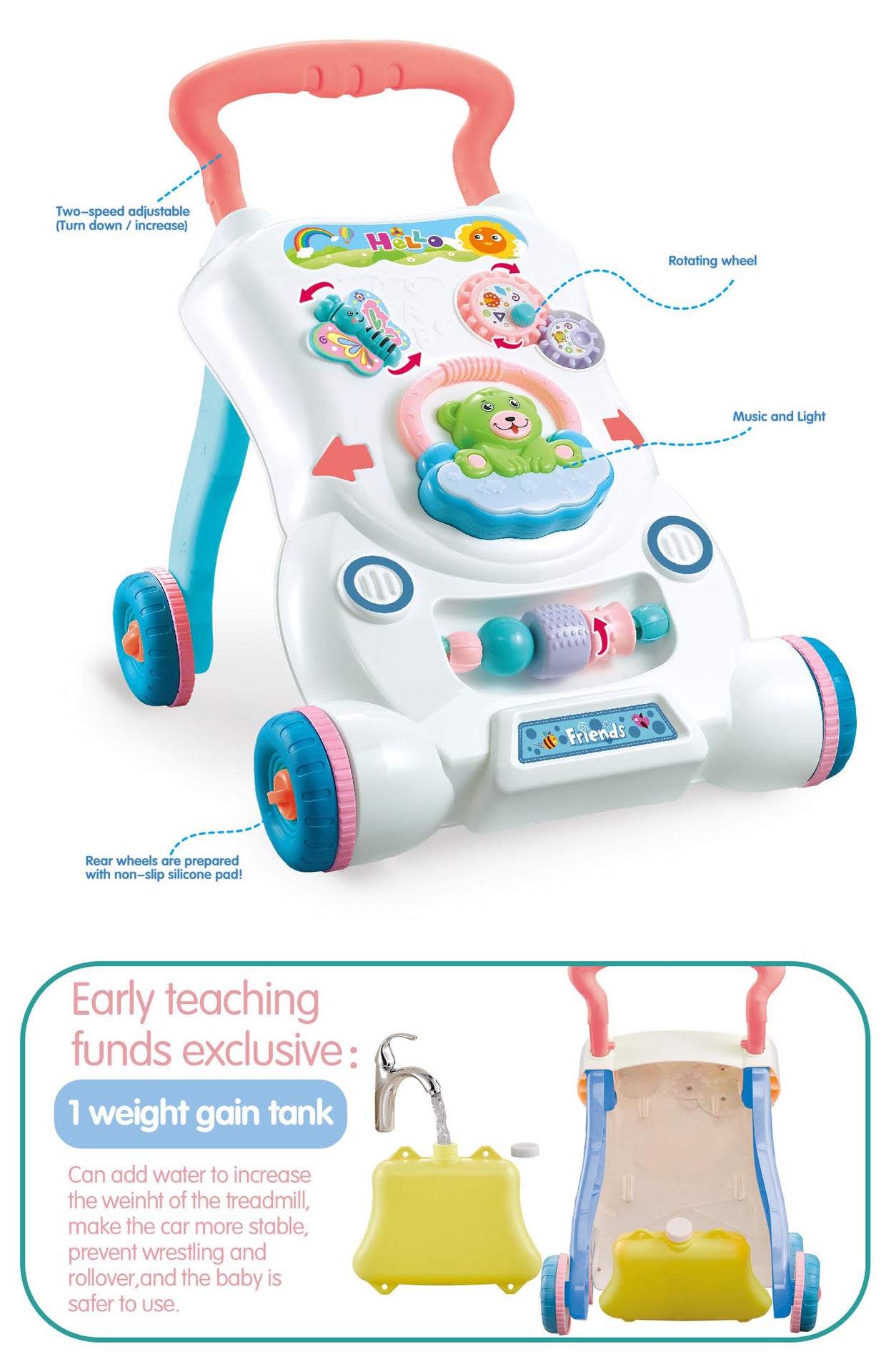 Poussette pour enfants avec musique pour aider à la marche