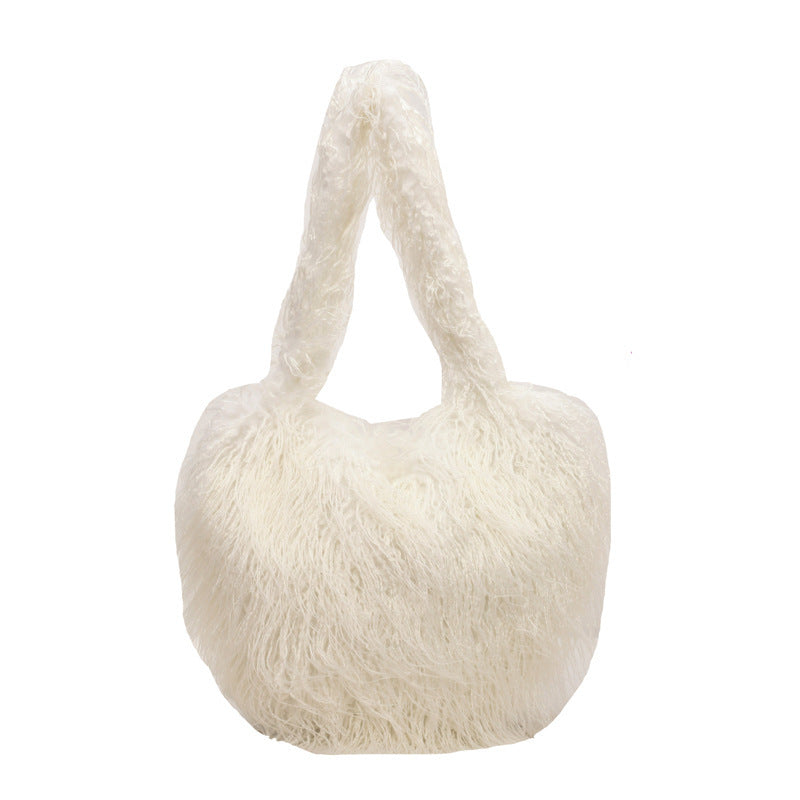 Sacs à bandoulière en peluche sous les aisselles d'hiver, grande capacité, sac cœur personnalisé, sacs à main de luxe pour femmes, haute qualité, cadeau de saint valentin