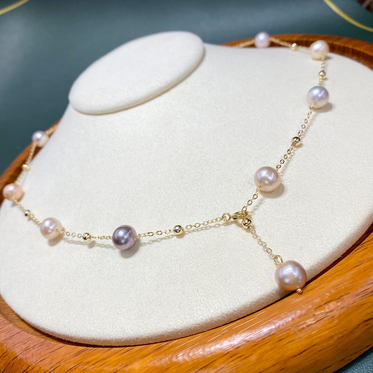 Collier de perles d'eau douce naturelles étoilées