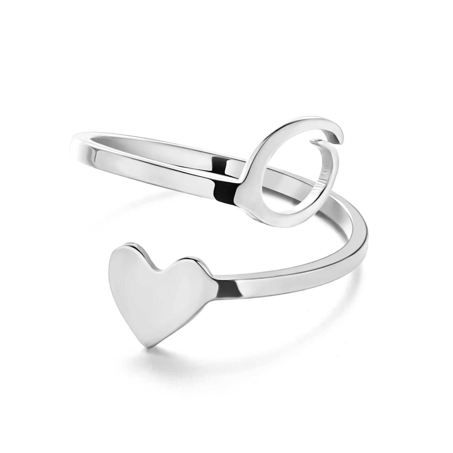 Simple Letter Three-dimensional Loving Heart With Opening Adjustable Ring