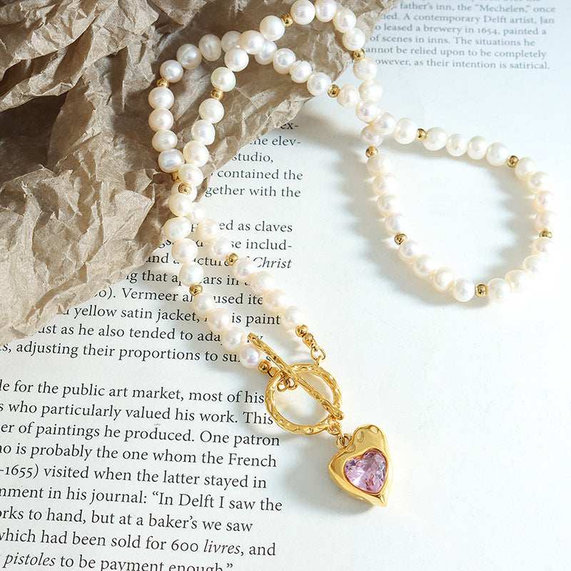 Women's Zircon Heart Shaped Love Titanium Steel Necklace