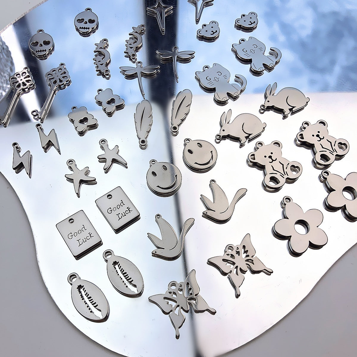 Millennium Sweet Girl Trendy Cool Bear Butterfly Cross Pendant Necklace DIY Handmade Beaded