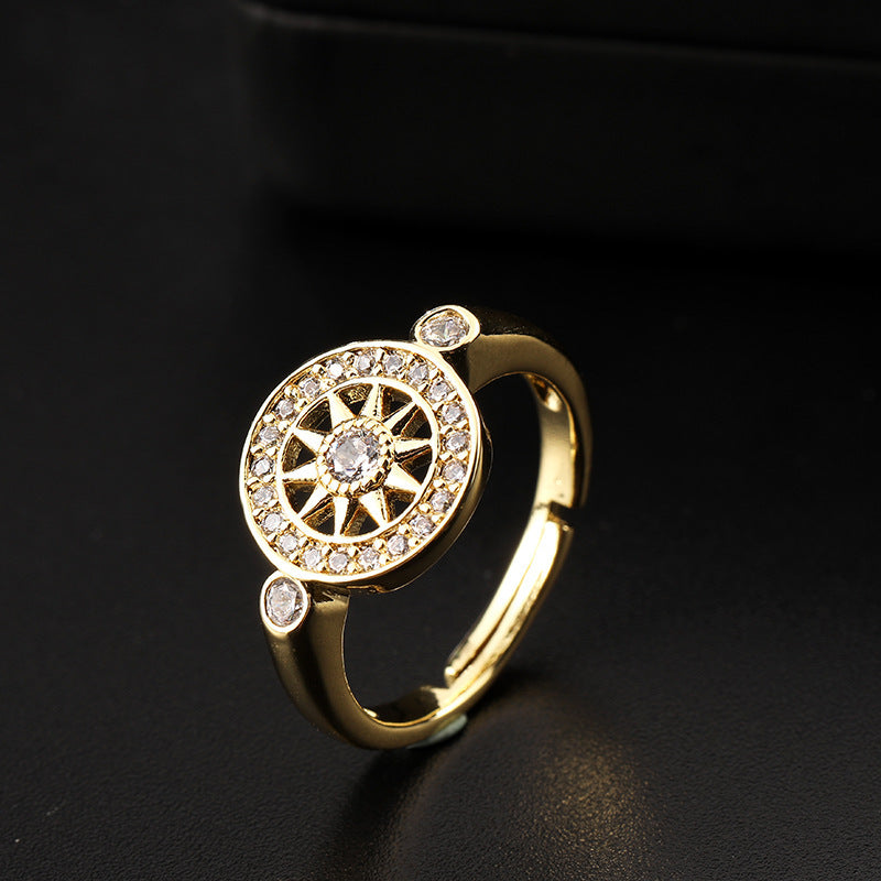 Bague étoile à Six branches pour femme, diamant complet, polyvalent