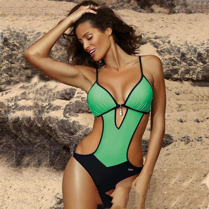 Maillot de bain bikini blanc et noir, costume de plage deux pièces de couleur unie