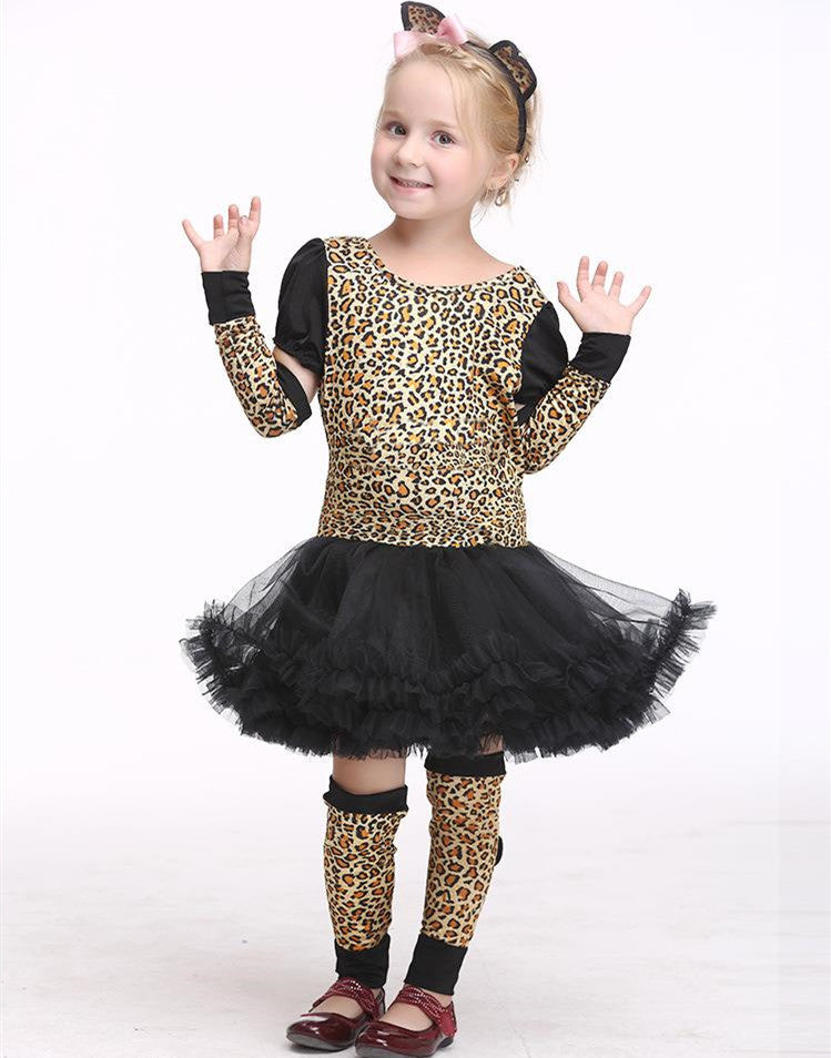 Disfraz de Halloween para niños, disfraz de gato leopardo para niñas, ropa