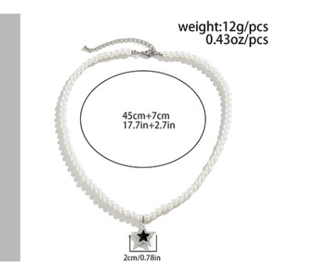 Collar de perlas con colgante de acero inoxidable para hombre