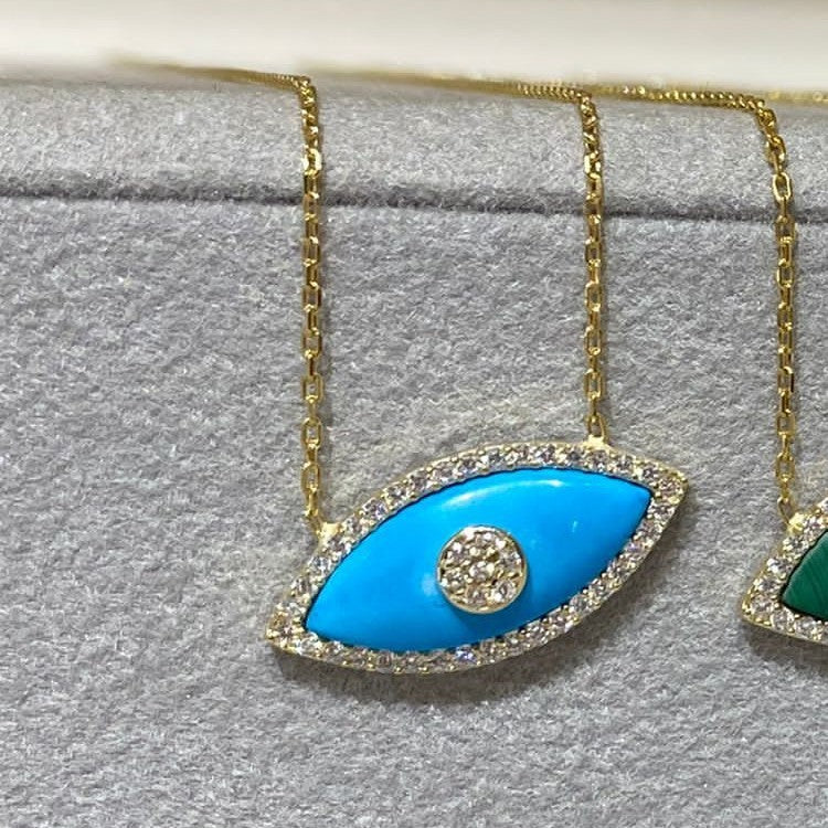 Collier œil du diable européen et américain, pendentif en Zircon, galvanoplastie en acier inoxydable 18K